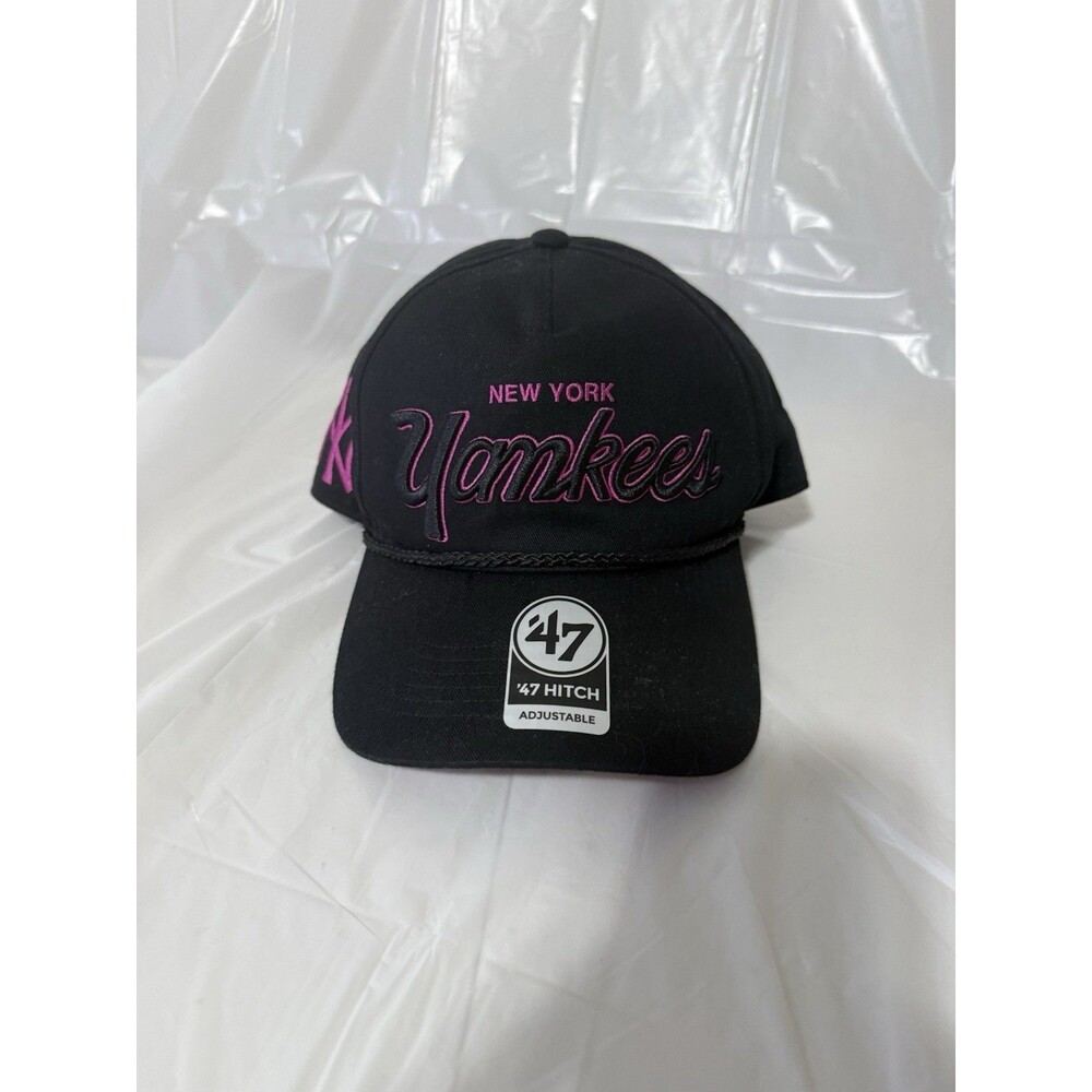 47 Brand New York Yankees Hitch Adjustable Snapback Hat Black Pink MLB NWT